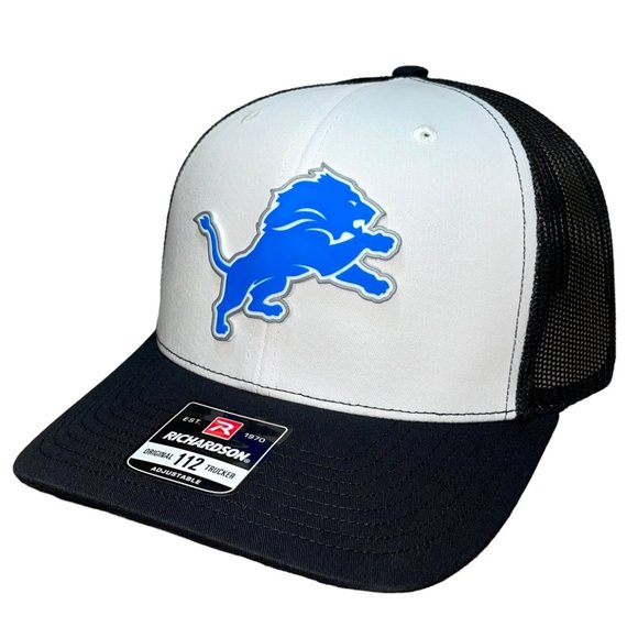 Detroit Lions 3D Patch Snapback Trucker Hat- White/ Black - Picture 2 of 4
